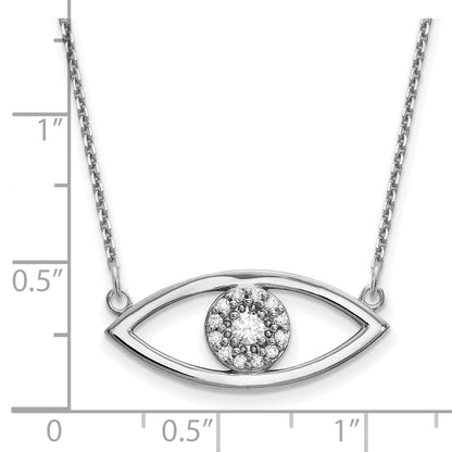 14k White Gold Medium Necklace Real Diamond Evil Eye