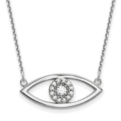 14k White Gold Medium Necklace Real Diamond Evil Eye