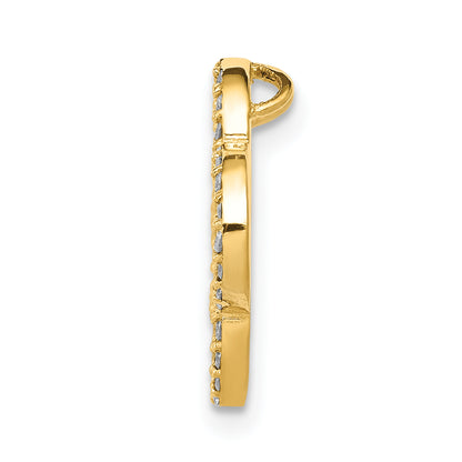 14K Yellow Gold Small Diamond Quatrefoil Design Pendant
