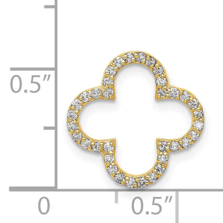 14K Yellow Gold Small Diamond Quatrefoil Design Pendant