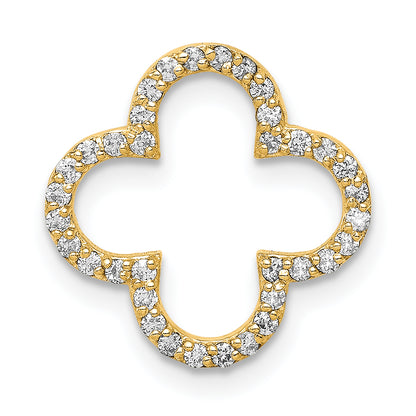 14K Yellow Gold Small Diamond Quatrefoil Design Pendant