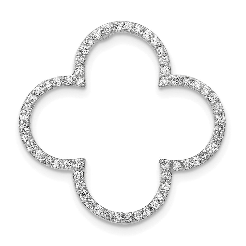 14k White Gold Medium Real Diamond Quatrefoil Design Pendant