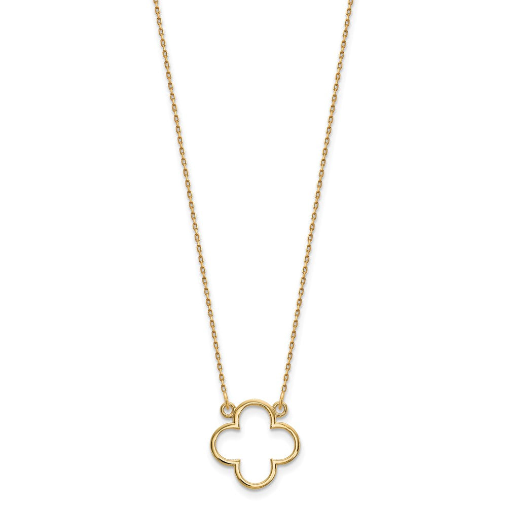 14k Yellow Gold Small necklace Quatrefoil Design