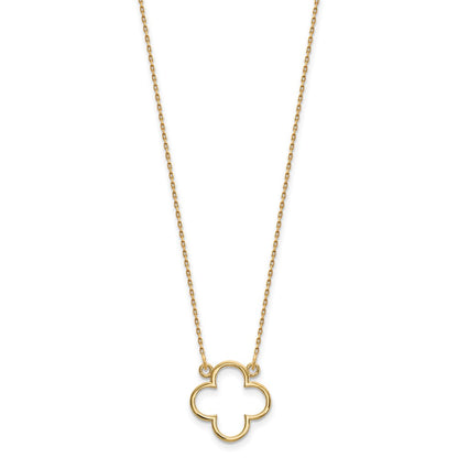 14k Yellow Gold Small necklace Quatrefoil Design