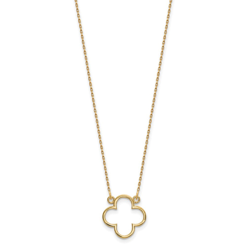 14k Yellow Gold Small necklace Quatrefoil Design