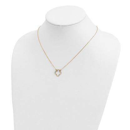 14k Yellow Gold Small necklace Quatrefoil Design