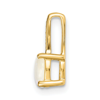 14K Yellow Gold Diamond And Opal Polished Pendant