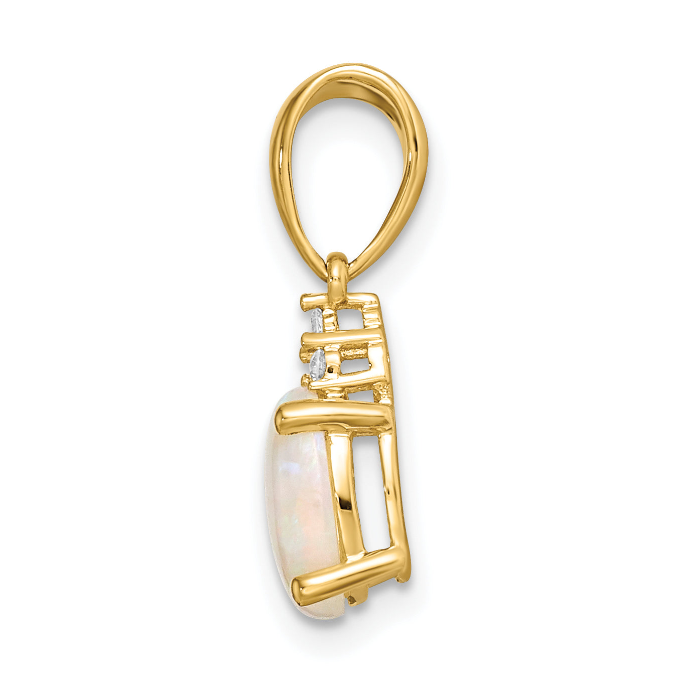 14K Yellow Gold Austrian Opal And Diamond Pendant