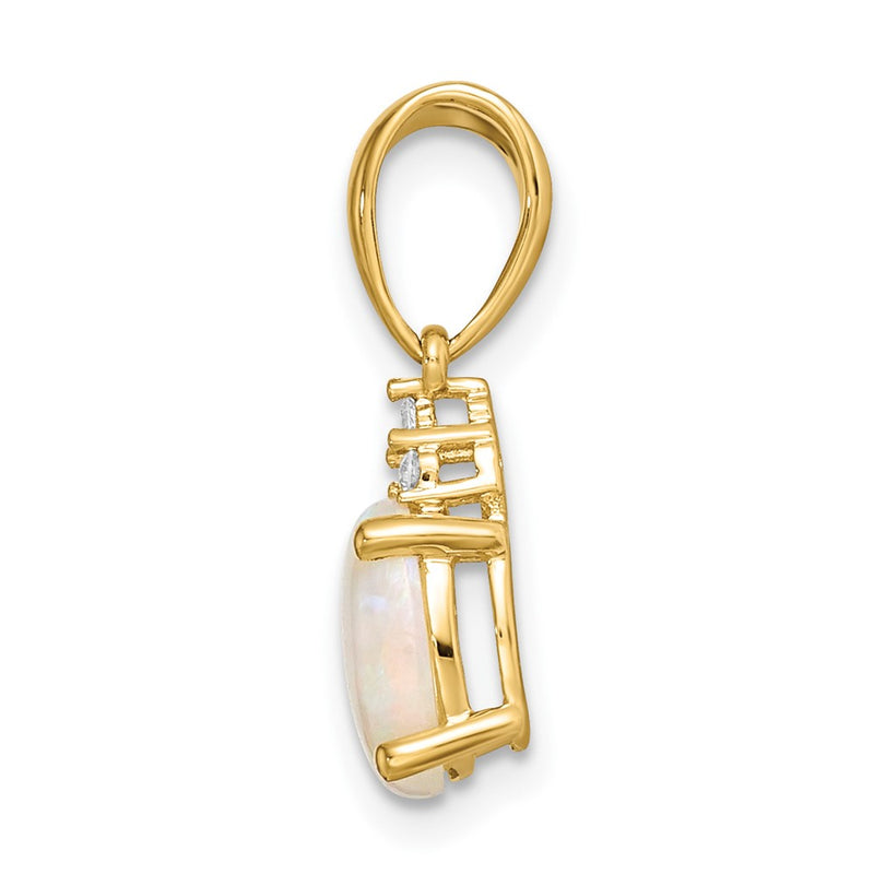 14K Yellow Gold Austrian Opal And Diamond Pendant
