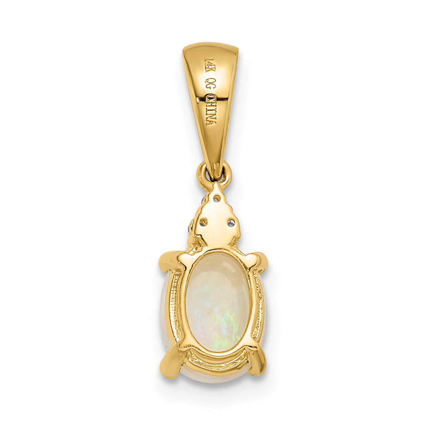 14K Yellow Gold Austrian Opal And Diamond Pendant