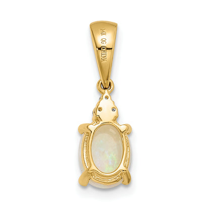 14K Yellow Gold Austrian Opal And Diamond Pendant