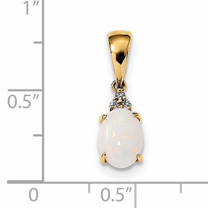14K Yellow Gold Austrian Opal And Diamond Pendant