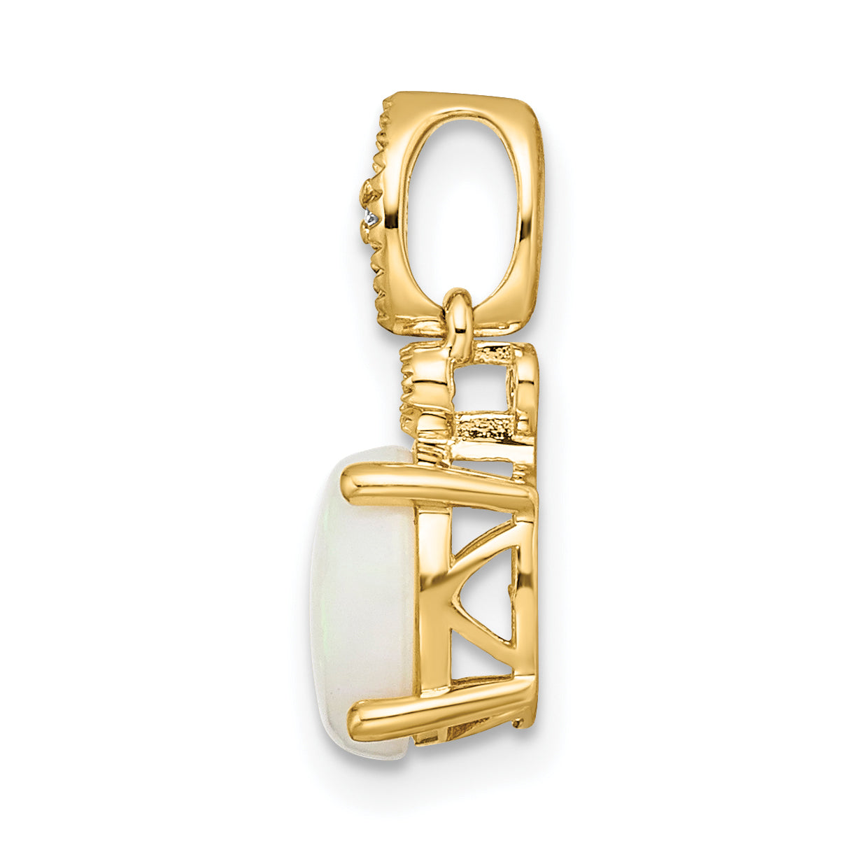 14K Yellow Gold Austrian Opal And Diamond Pendant