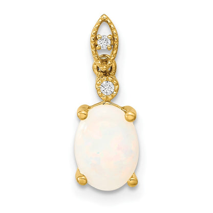 14k Gold with Austrian Opal and Diamond Pendant