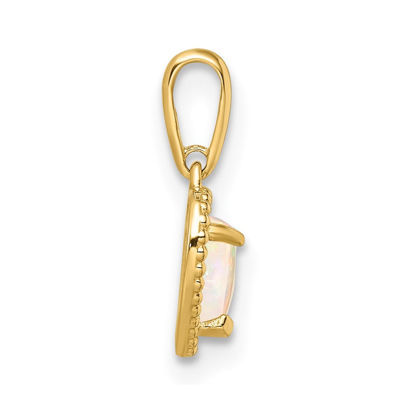 14k Yellow Gold 14k Lab Created Opal Heart Pendant
