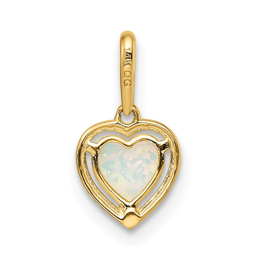 14k Yellow Gold 14k Lab Created Opal Heart Pendant