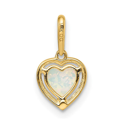 14k Yellow Gold 14k Lab Created Opal Heart Pendant