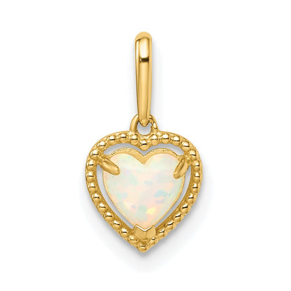 14k Yellow Gold 14k Lab Created Opal Heart Pendant