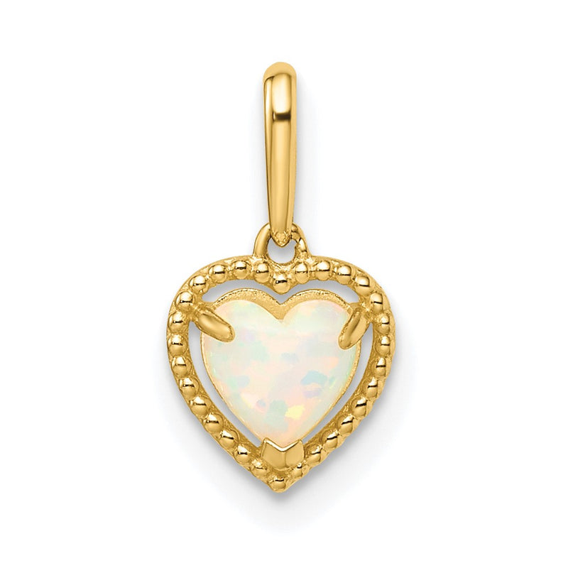 14k Yellow Gold 14k Lab Created Opal Heart Pendant
