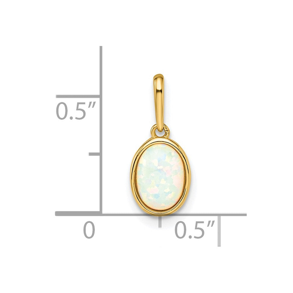 14k Yellow Gold 14k Lab Created Opal Pendant