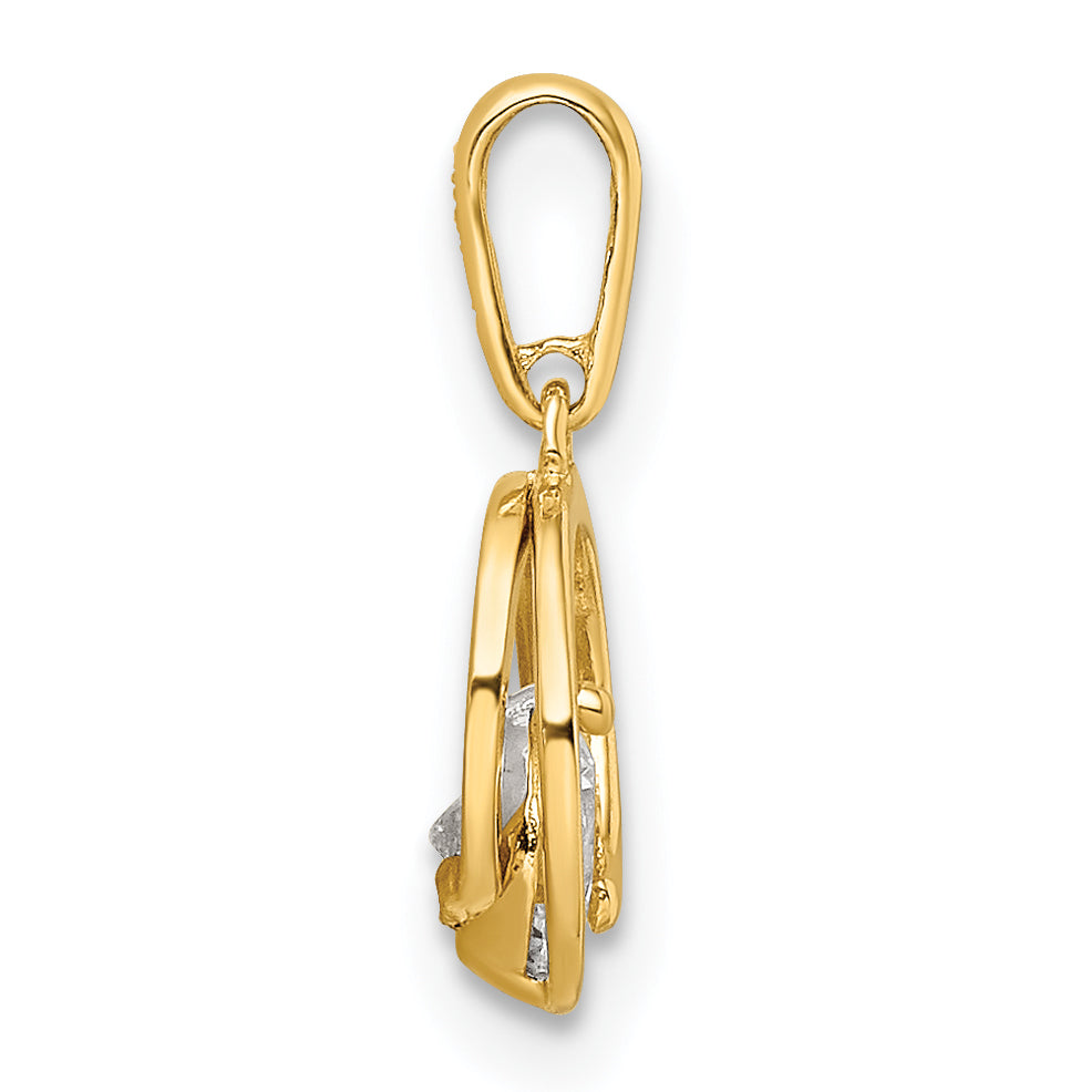 14K Yellow Gold Cz Pendant