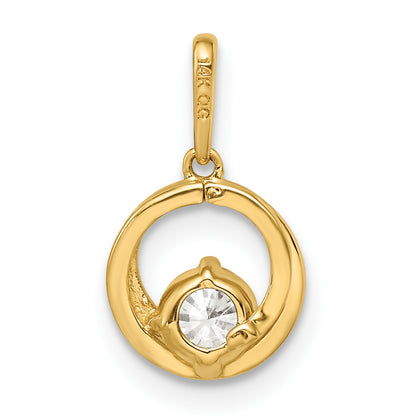 14K Yellow Gold Cz Pendant