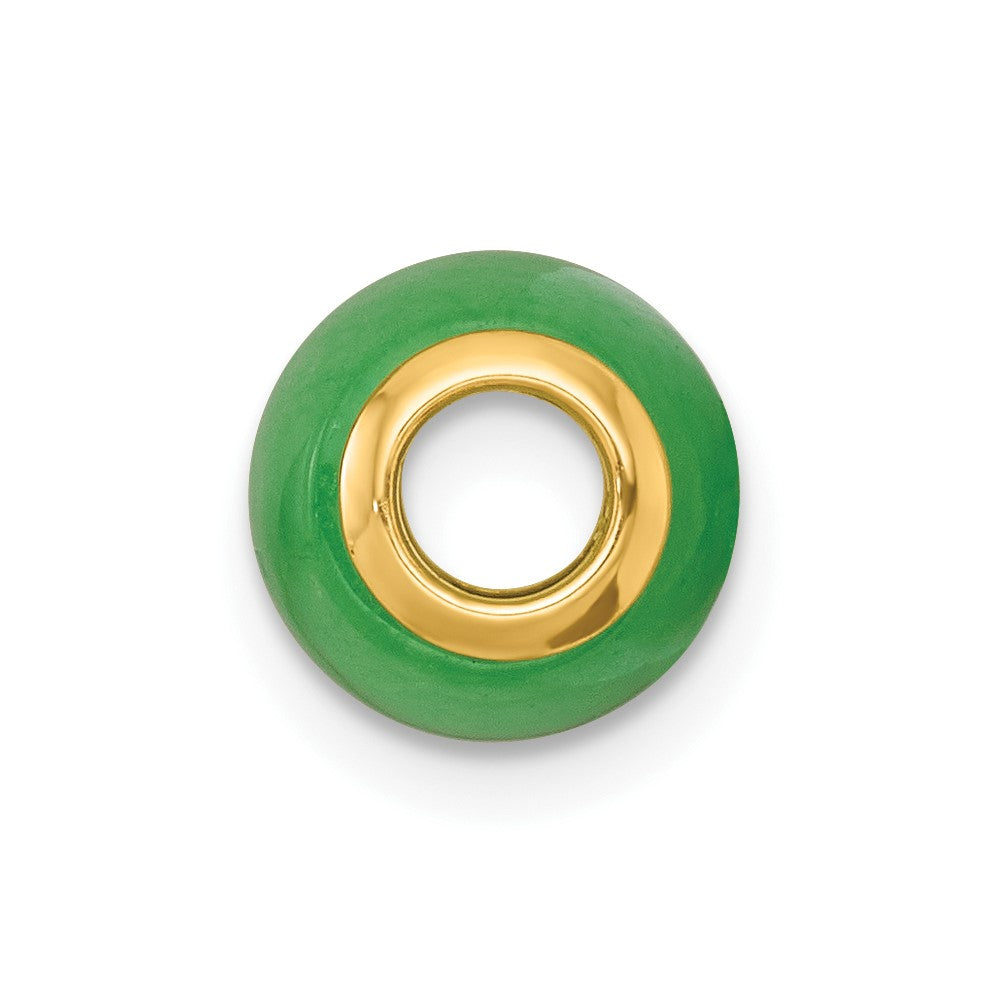 14K Yellow Gold Polished Jade Oval Bead Slide Pendant
