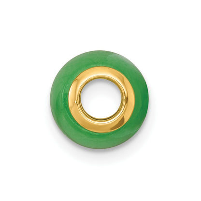 14K Yellow Gold Polished Jade Oval Bead Slide Pendant