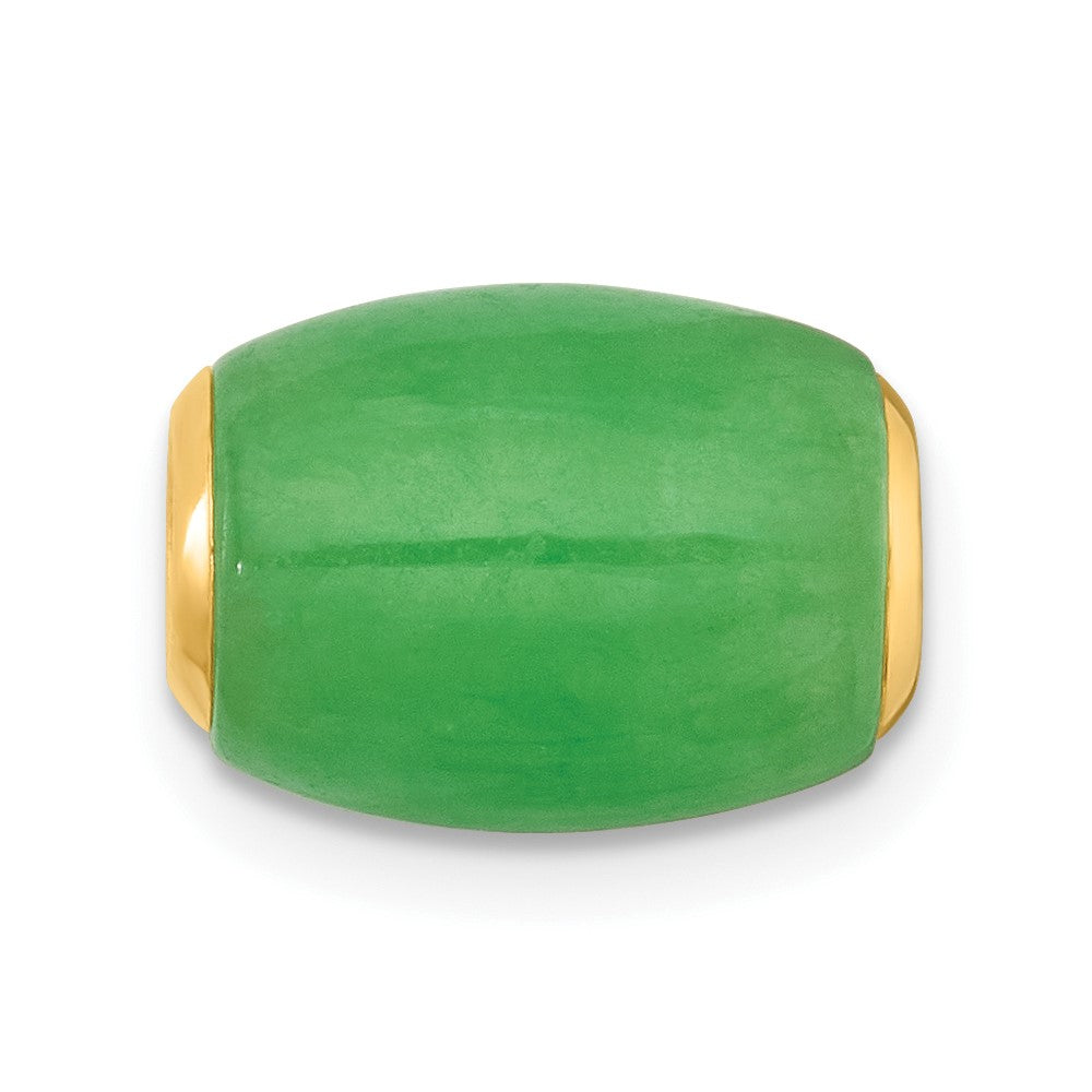 14K Yellow Gold Polished Jade Oval Bead Slide Pendant