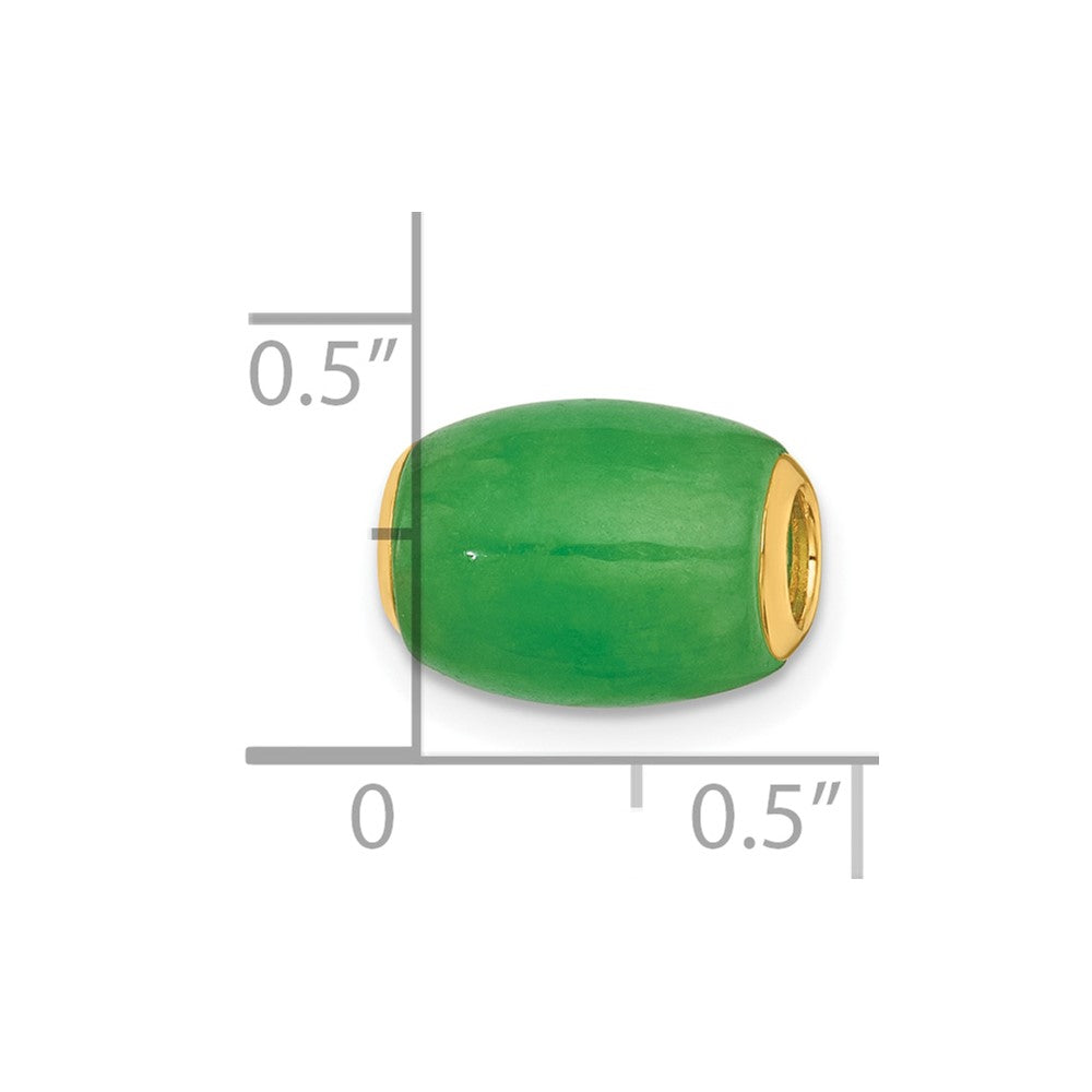 14K Yellow Gold Polished Jade Oval Bead Slide Pendant