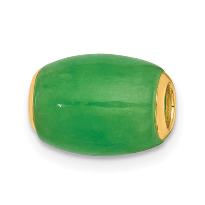 14K Yellow Gold Polished Jade Oval Bead Slide Pendant