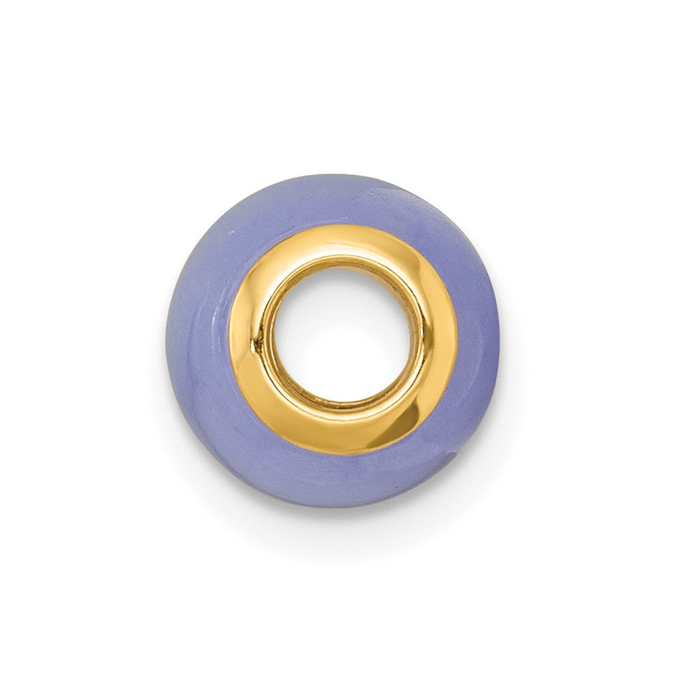 14K Yellow Gold Polished Lavender Jade Oval Bead Slide Pendant