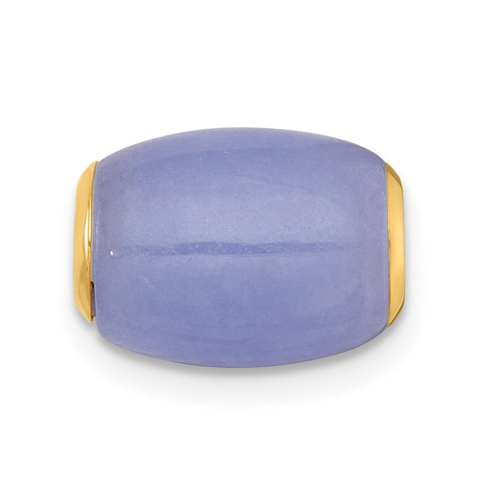 14K Yellow Gold Polished Lavender Jade Oval Bead Slide Pendant