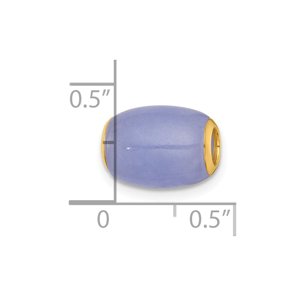 14K Yellow Gold Polished Lavender Jade Oval Bead Slide Pendant