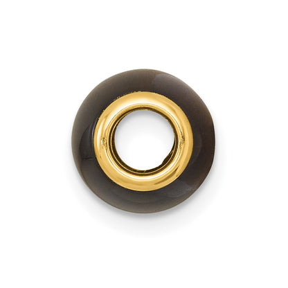 14K Yellow Gold Polished Tiger's Eye Oval Bead Slide Pendant