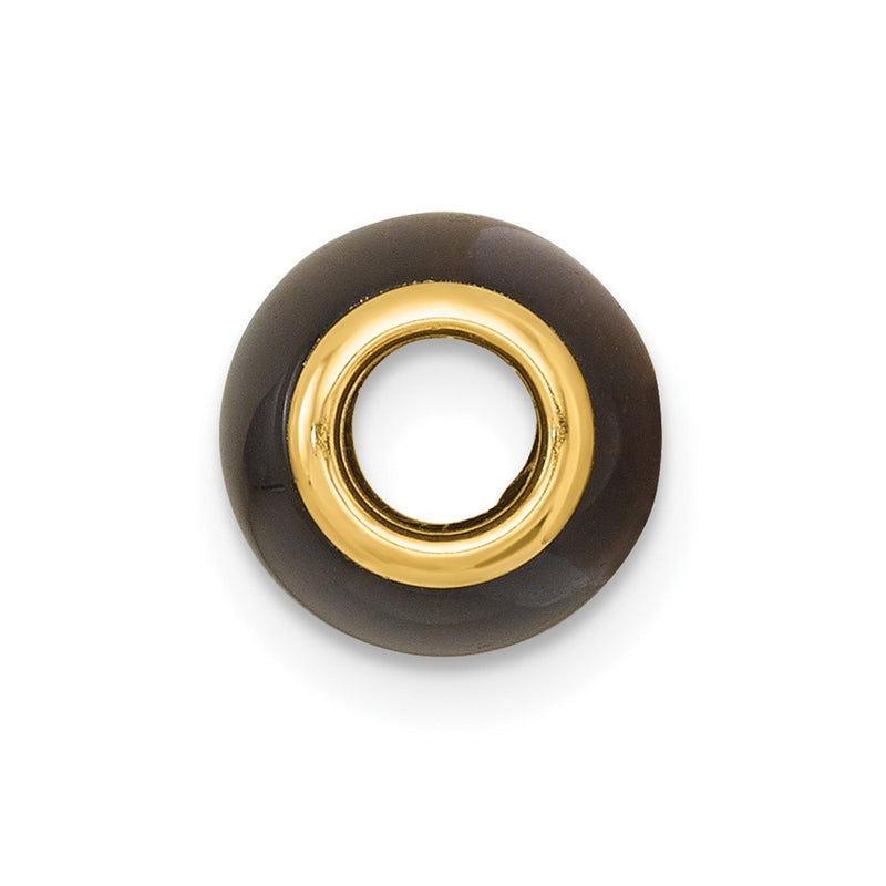 14K Yellow Gold Polished Tiger's Eye Oval Bead Slide Pendant