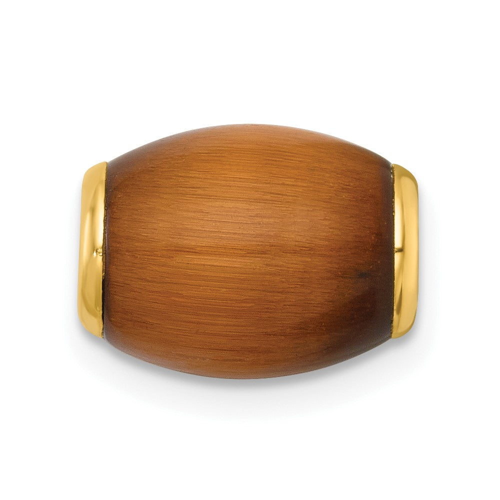 14K Yellow Gold Polished Tiger's Eye Oval Bead Slide Pendant
