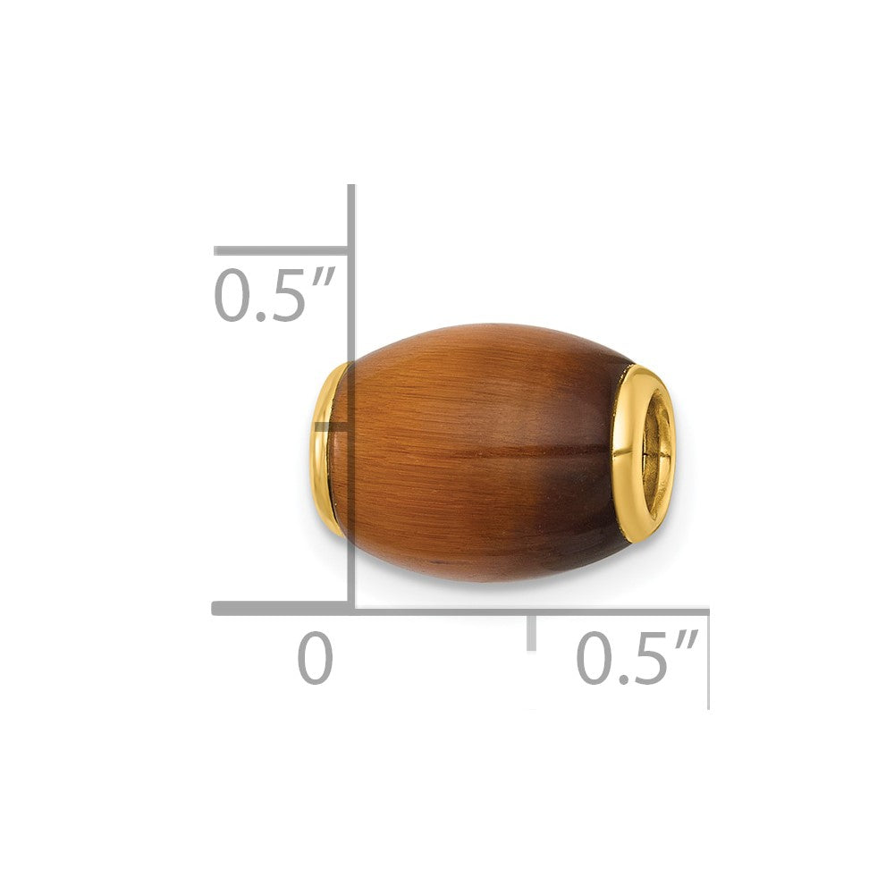 14K Yellow Gold Polished Tiger's Eye Oval Bead Slide Pendant