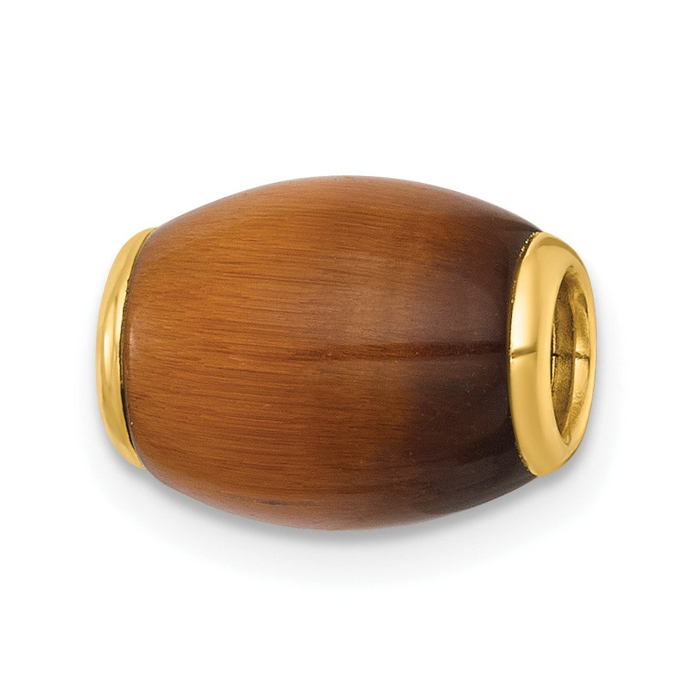 14K Yellow Gold Polished Tiger's Eye Oval Bead Slide Pendant