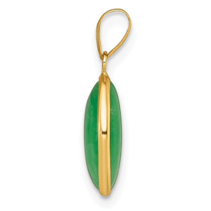 14K Yellow Gold Polished Jade Oval Pendant
