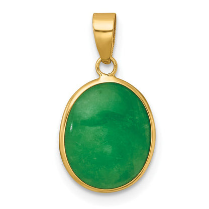 14K Yellow Gold Polished Jade Oval Pendant