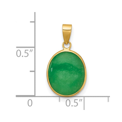 14K Yellow Gold Polished Jade Oval Pendant