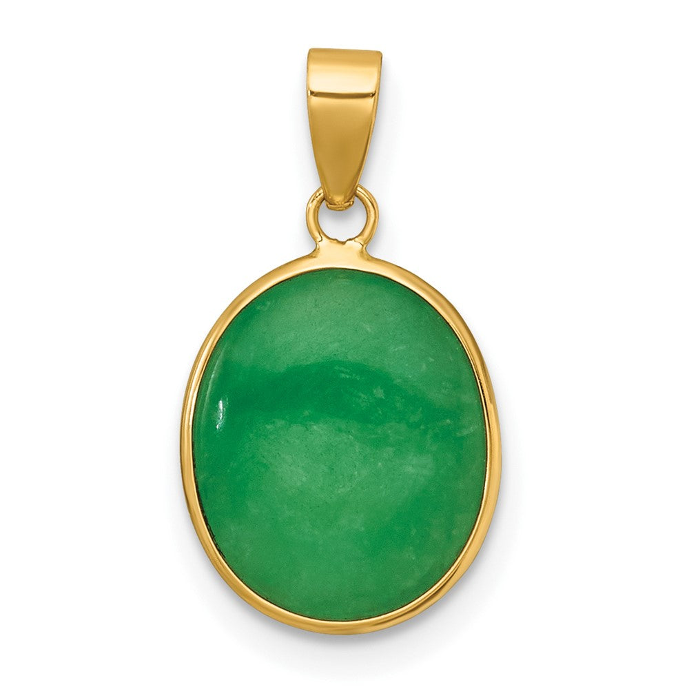 14K Yellow Gold Polished Jade Oval Pendant