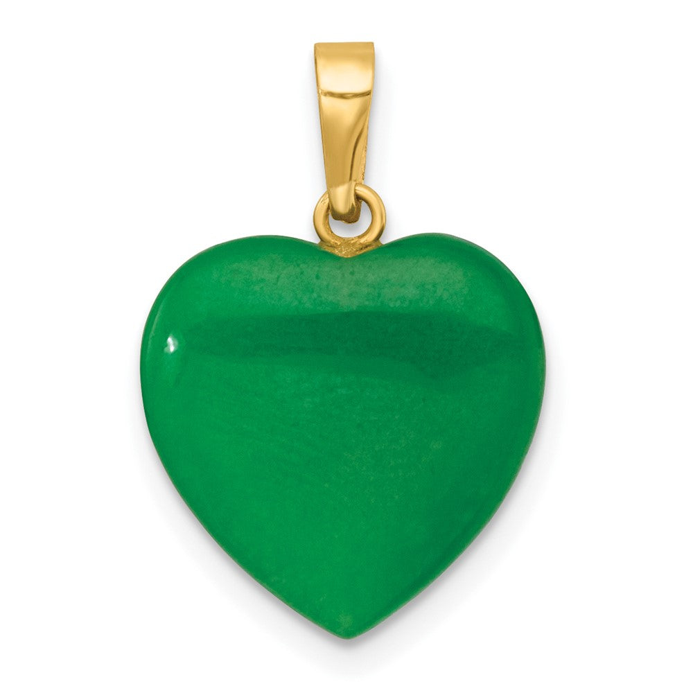 14K Yellow Gold Polished Jade Heart Pendant