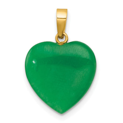 14K Yellow Gold Polished Jade Heart Pendant