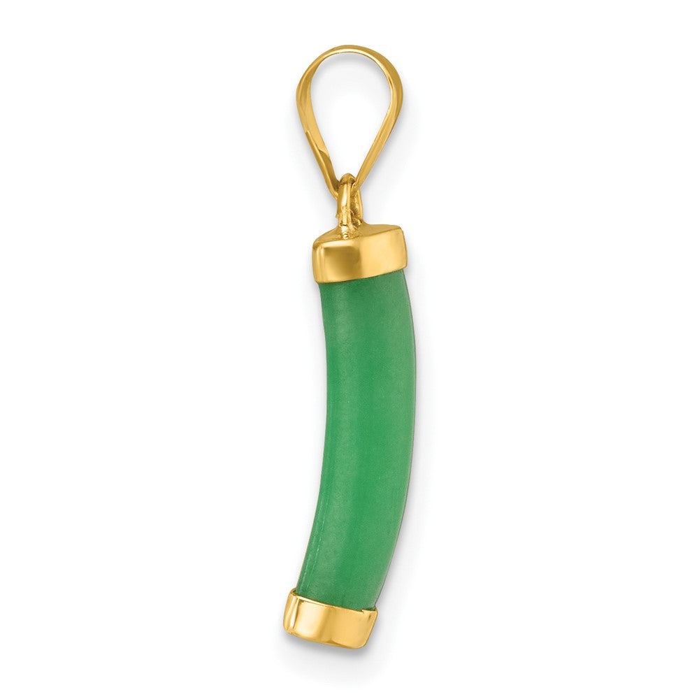 14K Yellow Gold Polished Jade Domed Bar Pendant