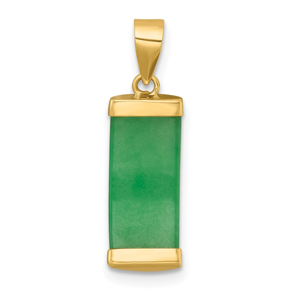 14K Yellow Gold Polished Jade Domed Bar Pendant