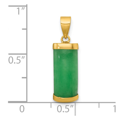 14K Yellow Gold Polished Jade Domed Bar Pendant