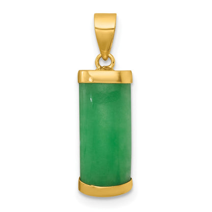 14K Yellow Gold Polished Jade Domed Bar Pendant