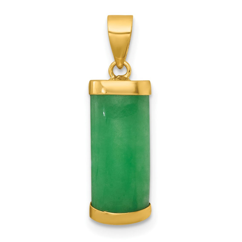 14K Yellow Gold Polished Jade Domed Bar Pendant